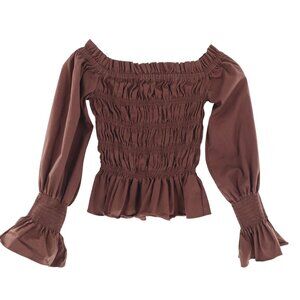 House Of Harlow 1960 Blouse Women's XS Chocolate Brown Milkmaid Renaissance Boho